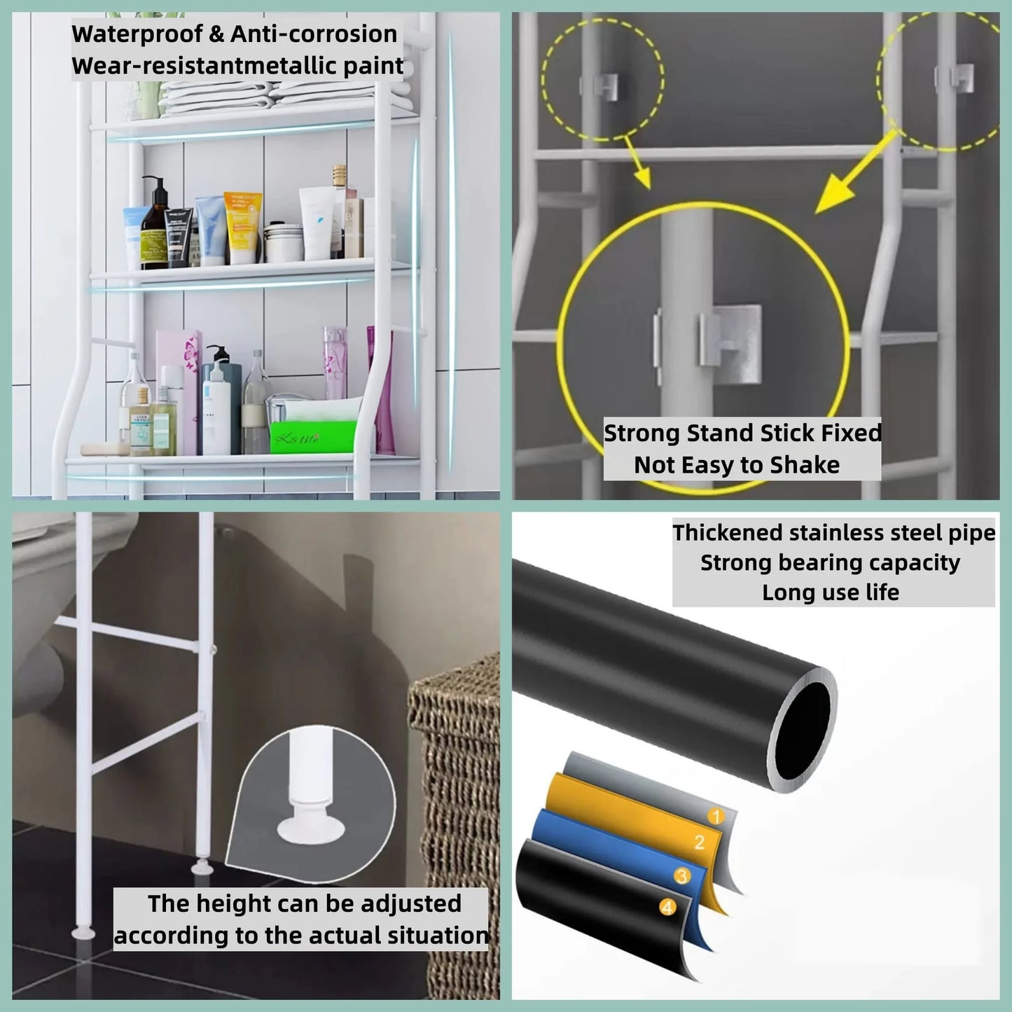 Elemore Home Freestanding Bathroom Organizer, 1-Shelf, Black