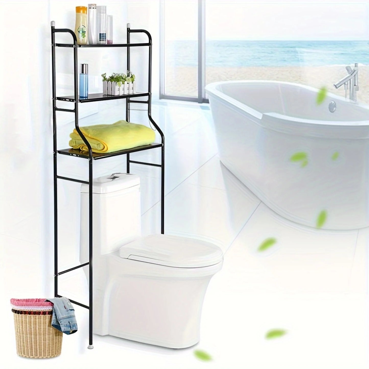 Elemore Home Freestanding Bathroom Organizer, 1-Shelf, Black