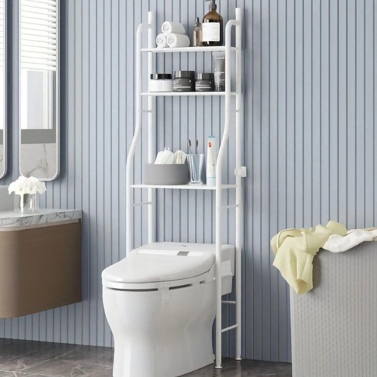 Elemore Home Freestanding Bathroom Organizer, 1-Shelf, Black