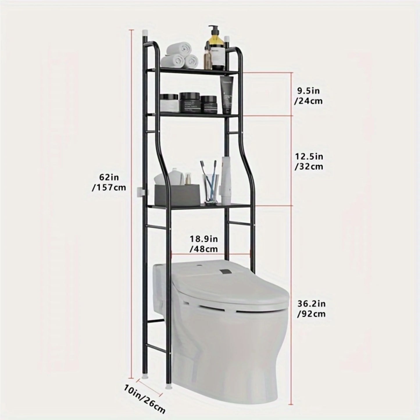 Elemore Home Freestanding Bathroom Organizer, 1-Shelf, Black