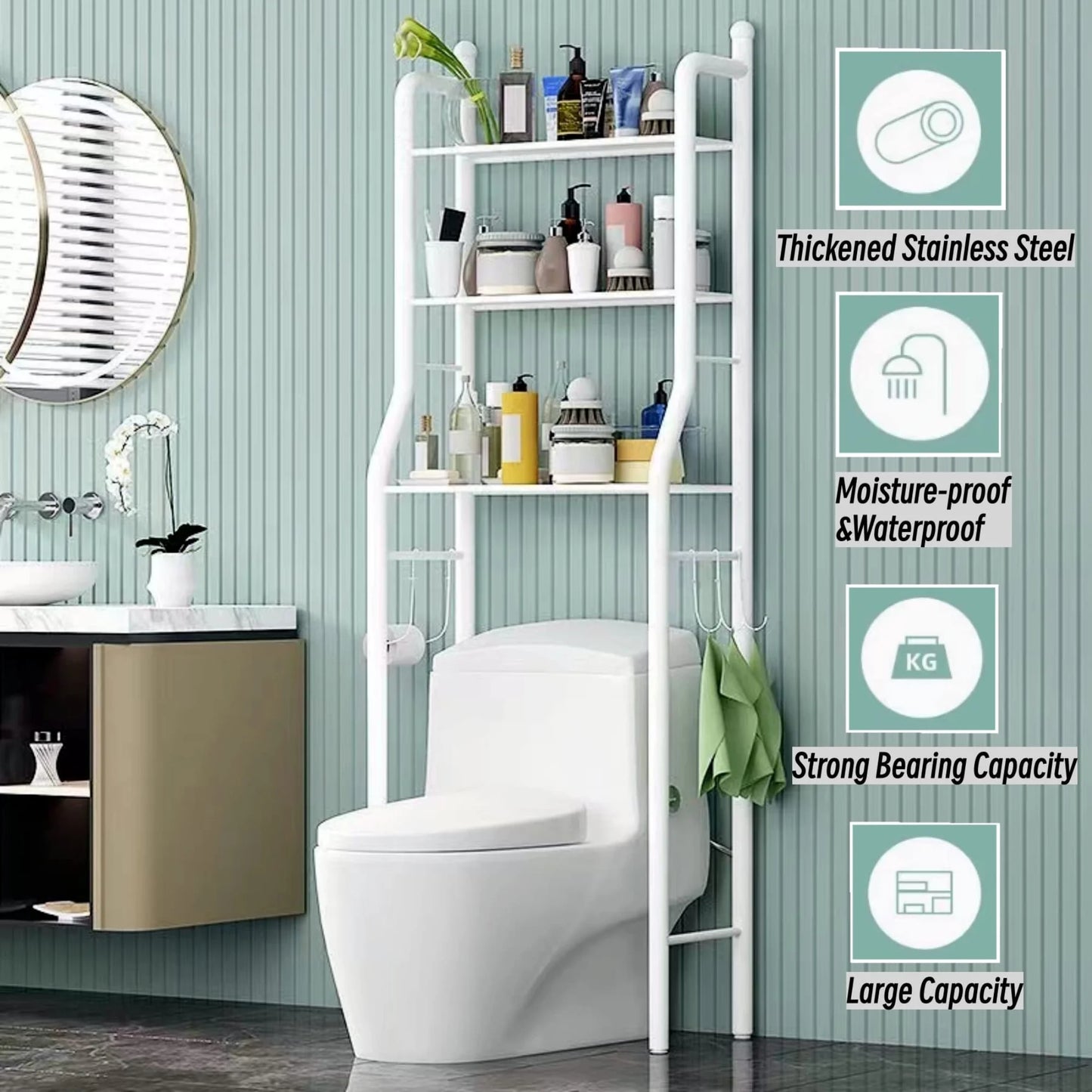 Elemore Home Freestanding Bathroom Organizer, 1-Shelf, Black