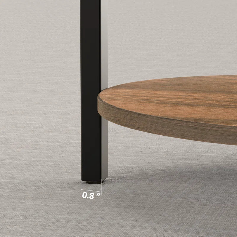 Jakwan Oval End Table with 3-Tier Storage Shelves