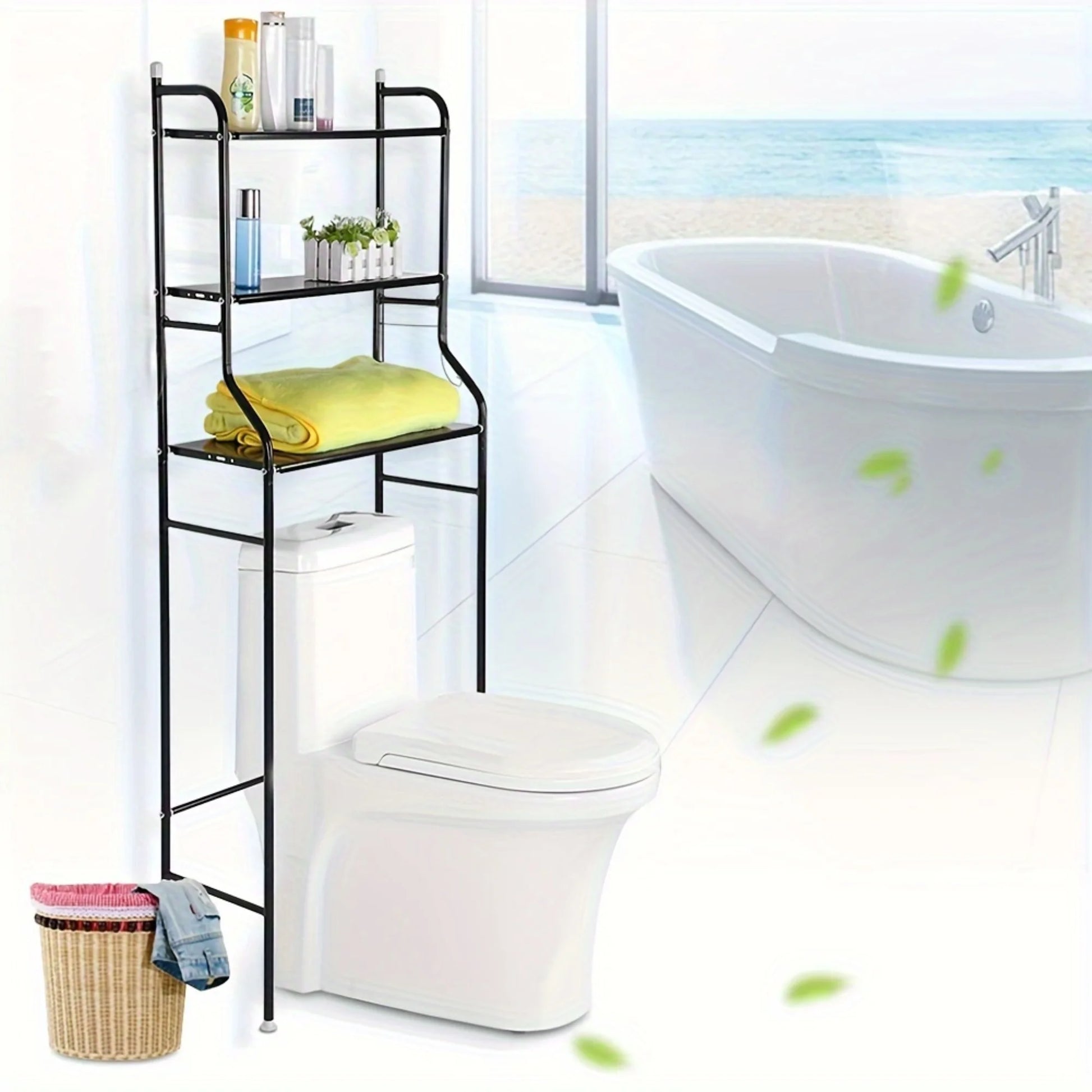 Elemore Home Freestanding Bathroom Organizer, 1-Shelf, Black