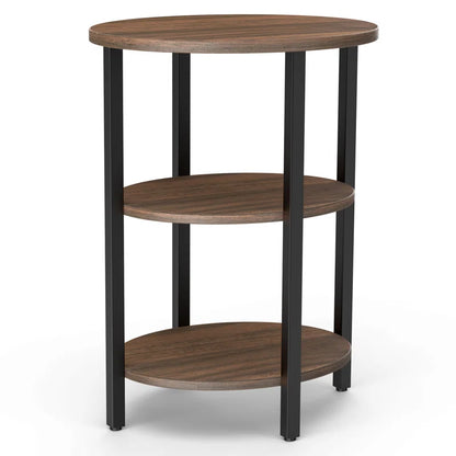 Jakwan Oval End Table with 3-Tier Storage Shelves