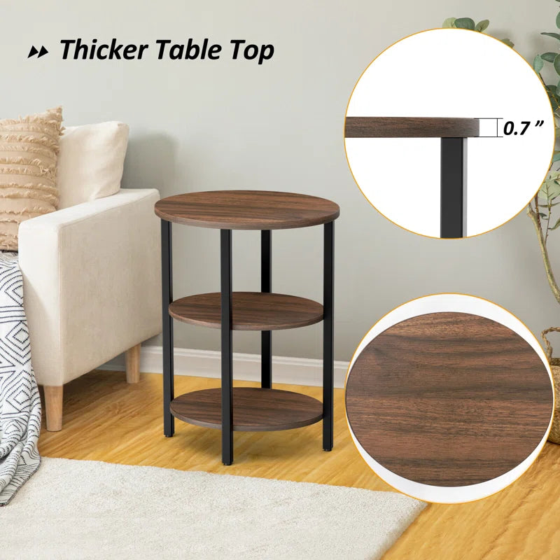 Jakwan Oval End Table with 3-Tier Storage Shelves