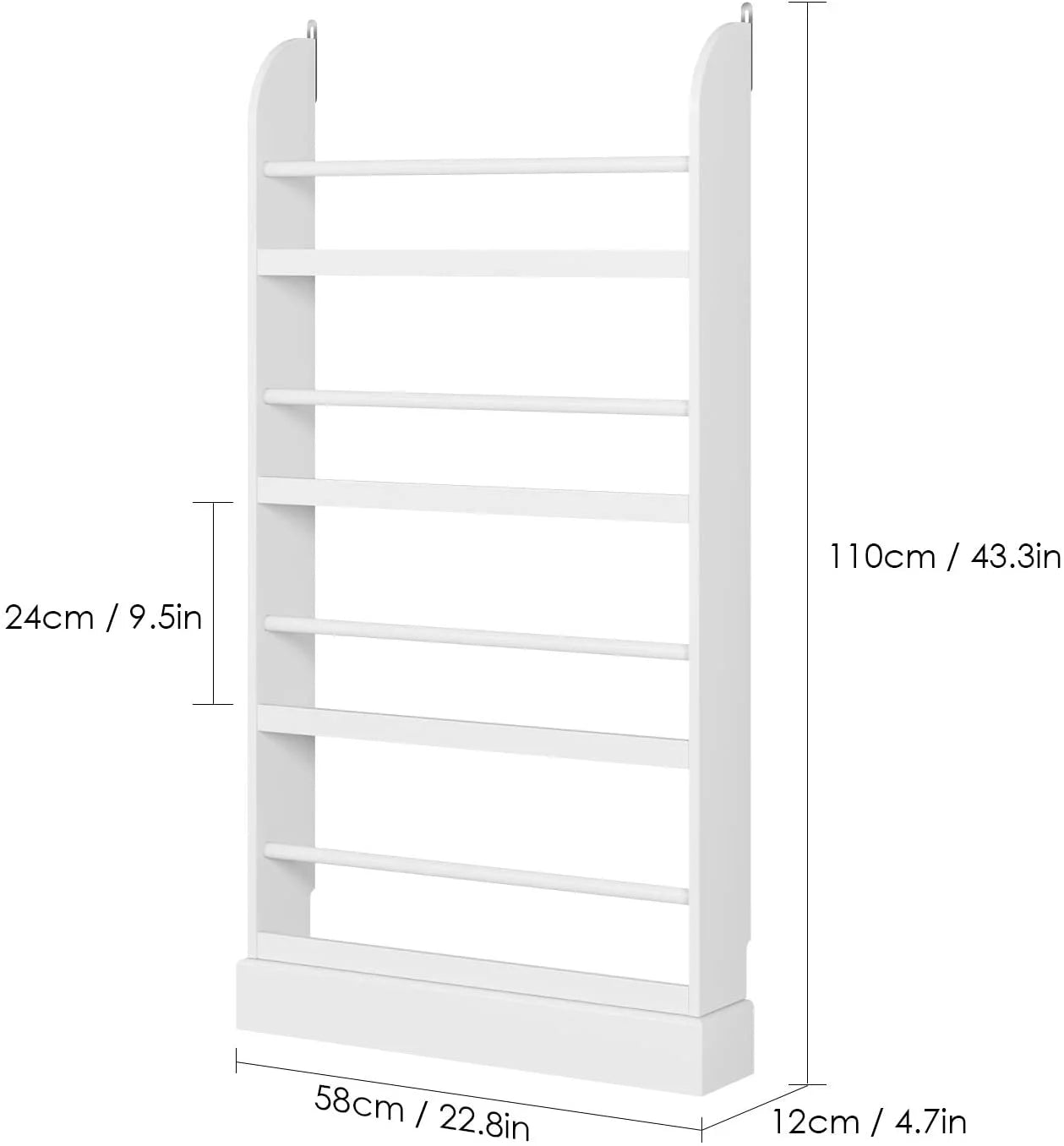 Homfa 4 Tier Kids Bookshelf, Wall Storage Bookshelf Organizer for Playroom Kids Room, White Finish