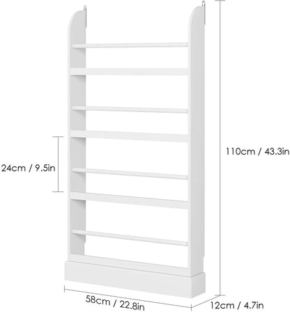 Homfa 4 Tier Kids Bookshelf, Wall Storage Bookshelf Organizer for Playroom Kids Room, White Finish