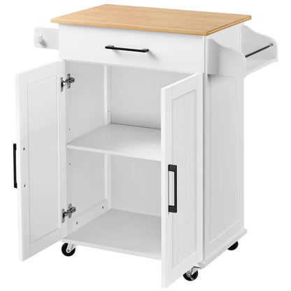 Yaheetech Rolling Kitchen Storage Carts with Towel Rack, MDF Black, 23.6 In