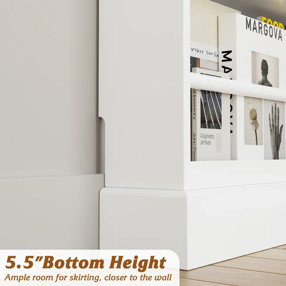 Homfa 4 Tier Kids Bookshelf, Wall Storage Bookshelf Organizer for Playroom Kids Room, White Finish