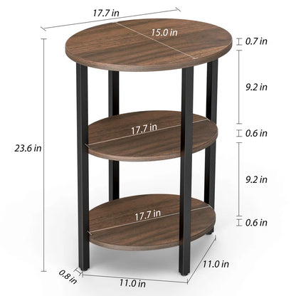 Jakwan Oval End Table with 3-Tier Storage Shelves