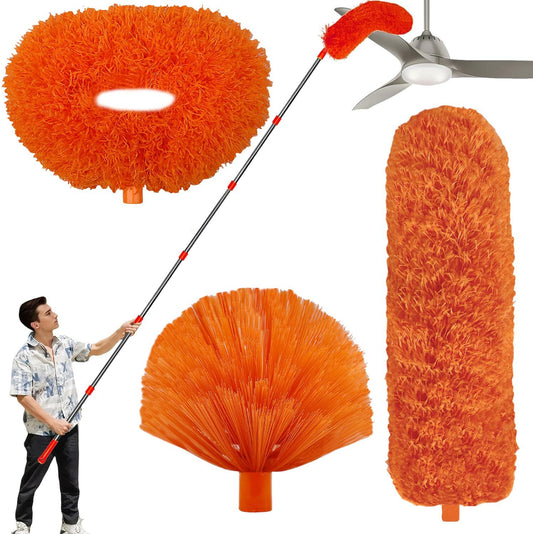 3 Pack 20 Ft+ High Reach Cleaning Tool Kit - Microfiber Feather Ceiling Fan