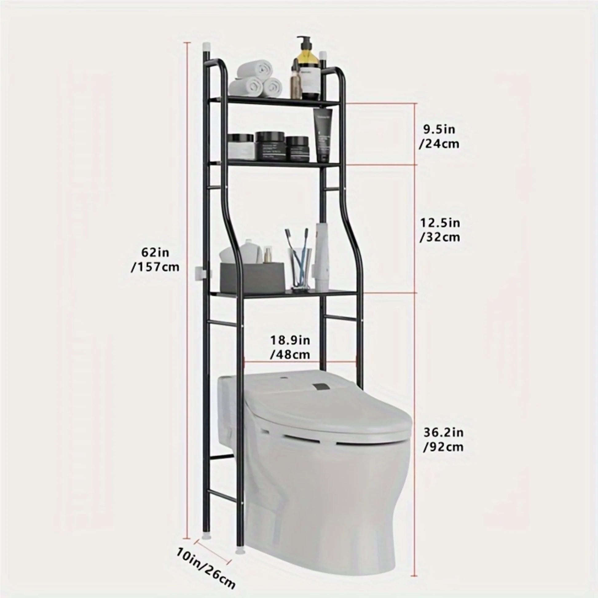 Elemore Home Freestanding Bathroom Organizer, 1-Shelf, Black
