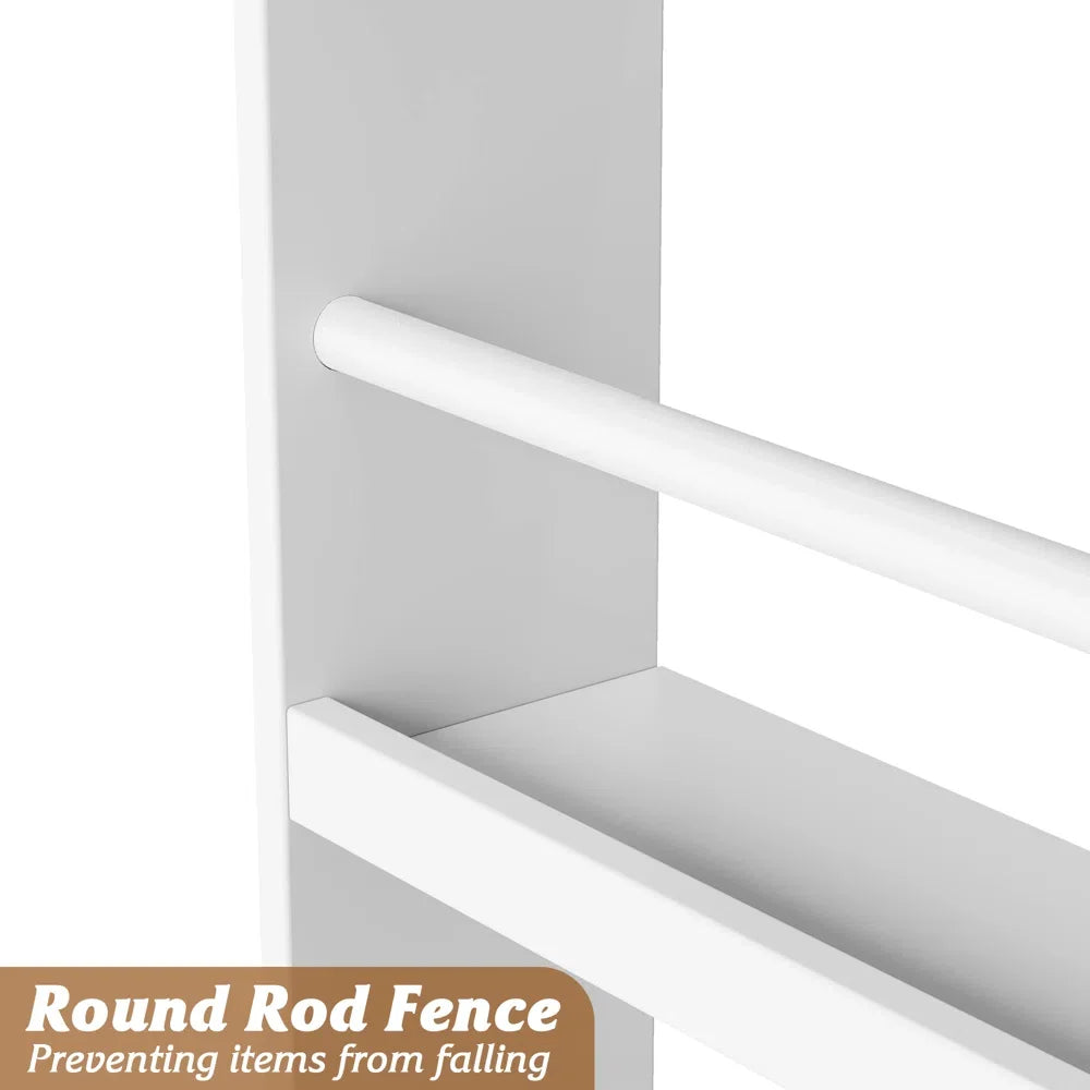 Homfa 4 Tier Kids Bookshelf, Wall Storage Bookshelf Organizer for Playroom Kids Room, White Finish
