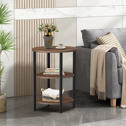 Jakwan Oval End Table with 3-Tier Storage Shelves